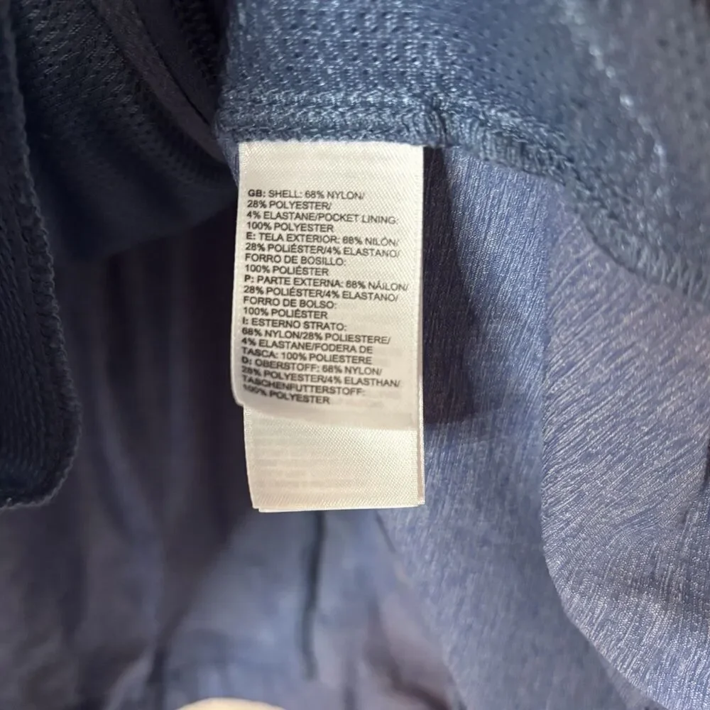 North Face Womens Full Zip Jacket 3/4 Sleeve Blue Packable Hood Sz XL